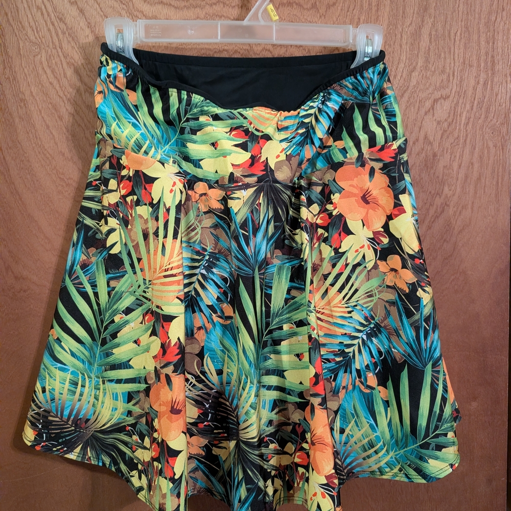 Vibrant Tropical Floral Skater Skirt